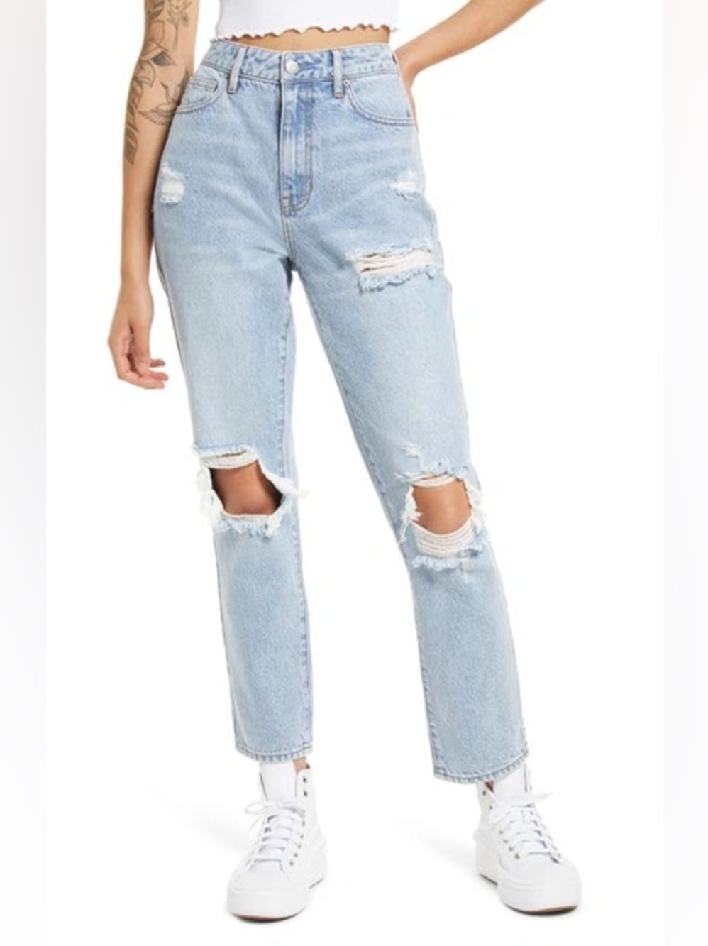 PacSun Distressed mom jeans in light wash